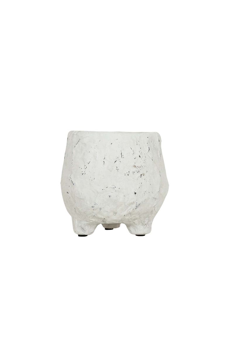 Foreside Home and Garden Distressed Footed Planter White Stoneware, Main, color, White
