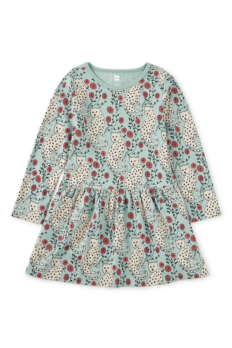 Long Sleeve Pocket Dress, Main, color, Leopard Floral