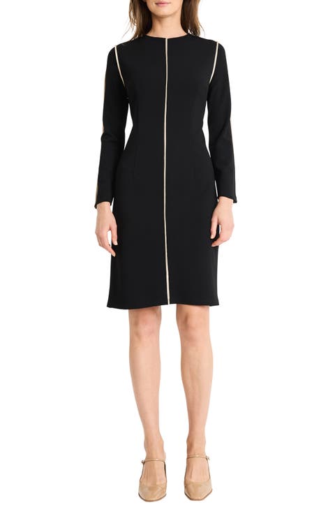 Contrast Long Sleeve Sheath Dress