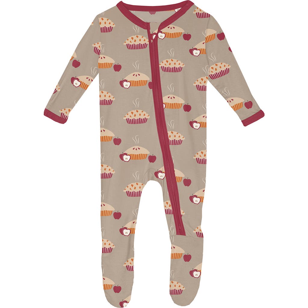 Kickee Pants Pie Print Zip Footie In Neutral