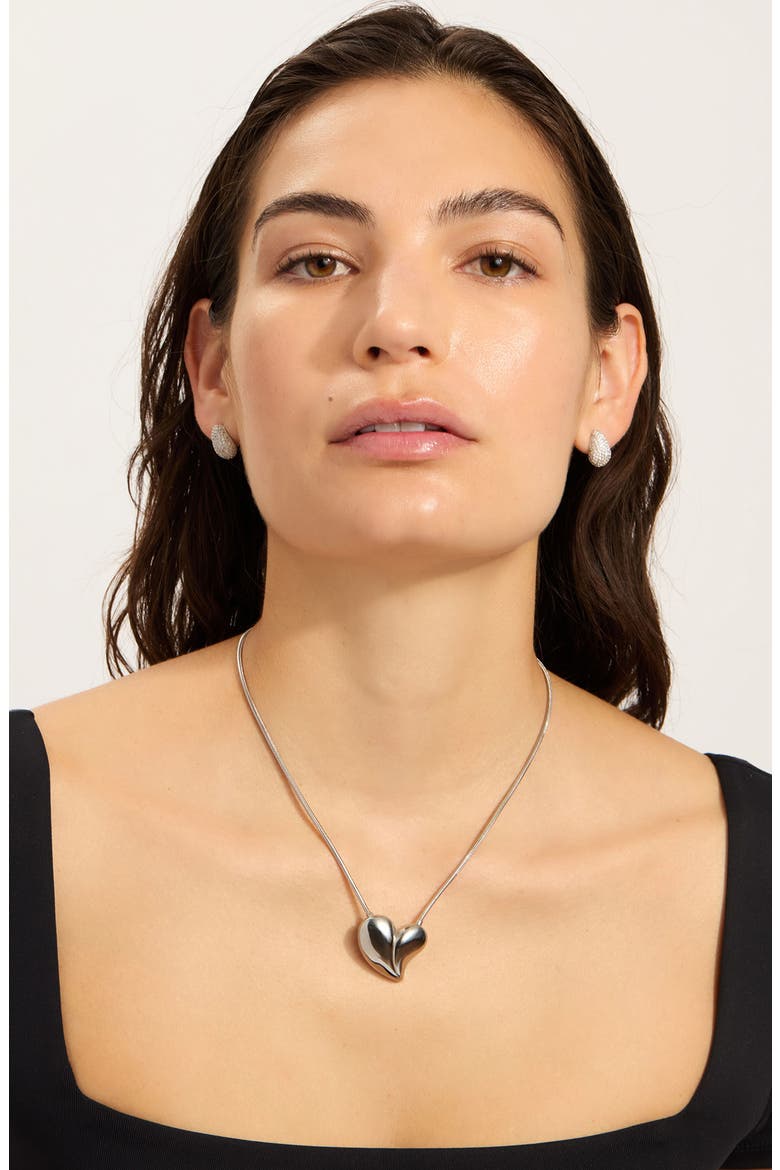 Water Resistant Heart Pendant Necklace, Alternate, color, SILVER