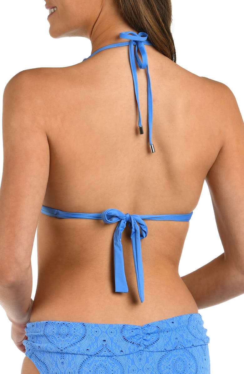 La Blanca Mantra Medallion Halter Neck Bikini Top, Alternate, color, Chambray