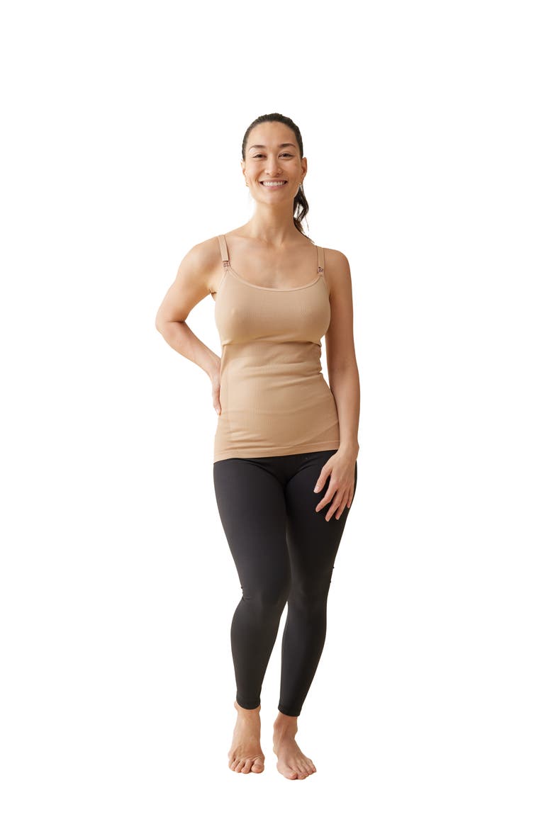 Seamless Shaping Postpartum and Nursing Cami 2-Pack, Alternate, color, Black/Beige