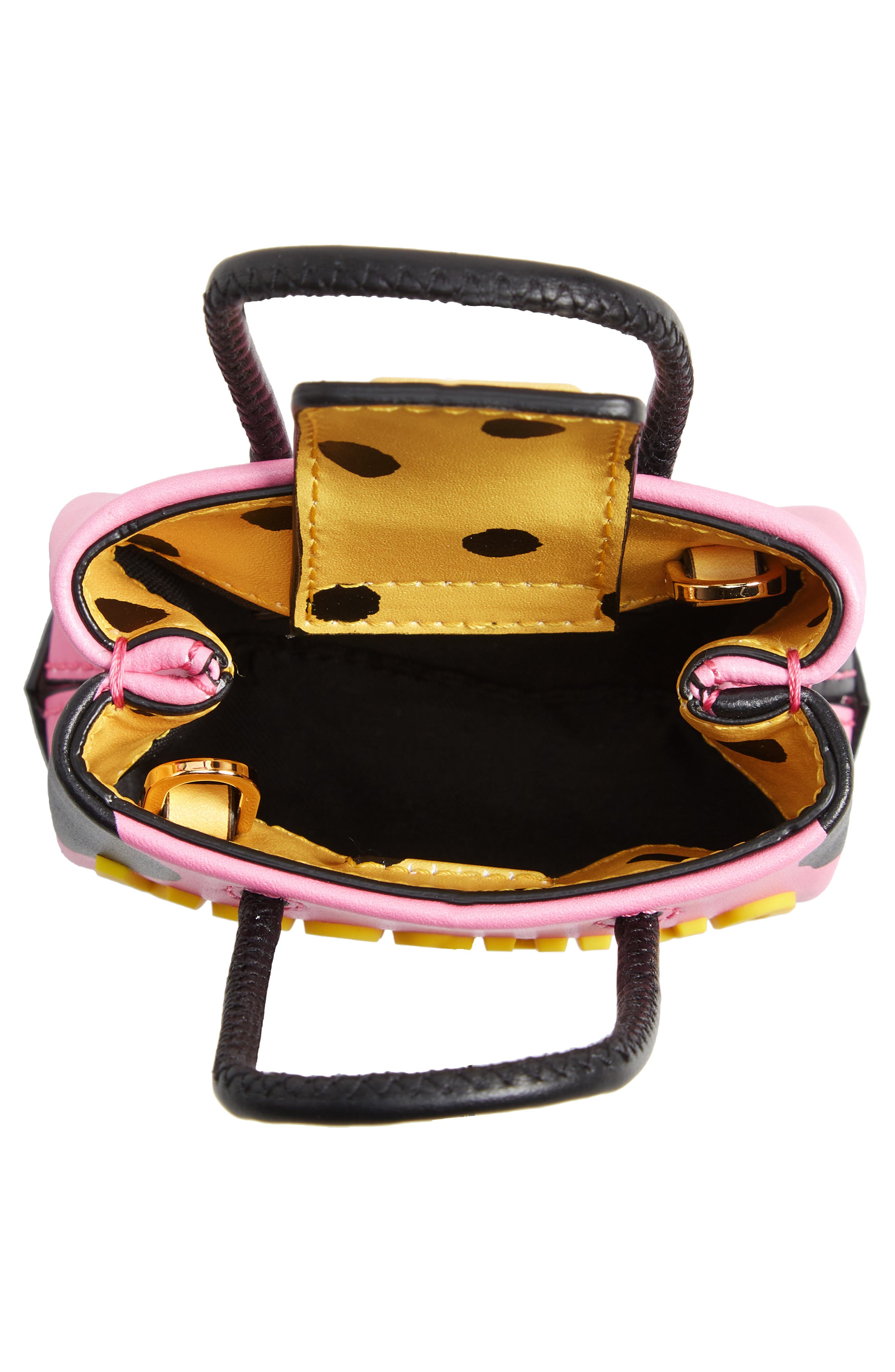 Moschino Mini Dot Leather Shopper Bag, Alternate, color, 