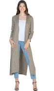 24seven Comfort Apparel Womens Long Duster Open Front Knit Cardigan