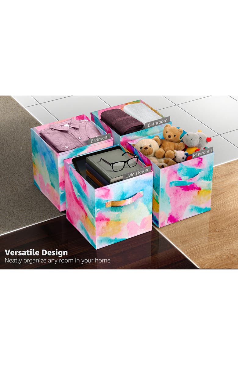SORBUS 6-Pack Collapsible Storage Cubes, Alternate, color, Watercolor