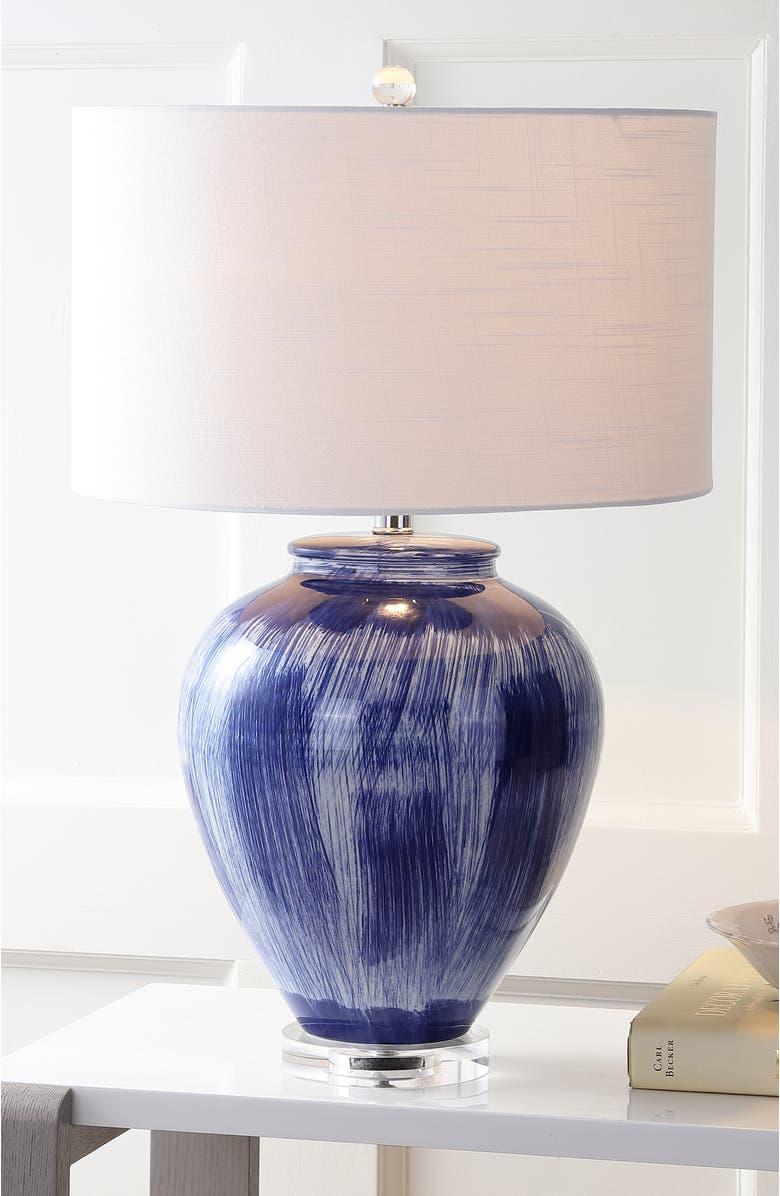 JONATHAN Y Wayland 26" Ceramic LED Table Lamp, Seaside Blue, Alternate, color, Seaside Blue