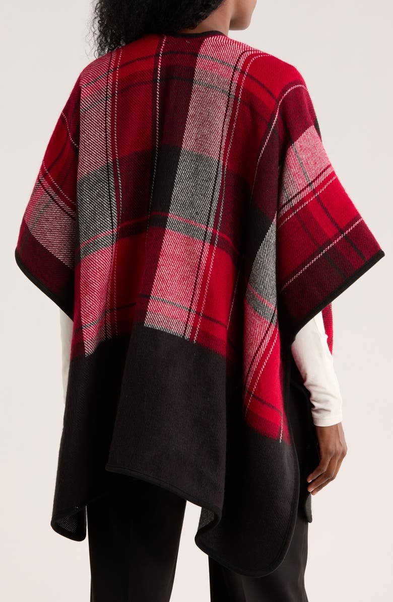 Vince Camuto Plaid Reversible Topper, Alternate, color, Black Red