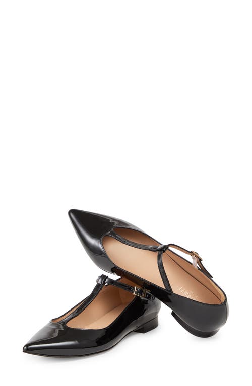 Lk Bennett Drew T-bar Pointed Toe Flat In Black