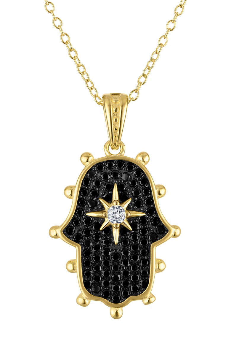 FZN Cubic Zirconia Hamsa Pendant Necklace, Main, color, 