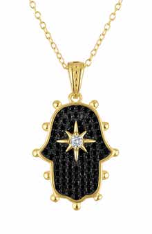 Cubic Zirconia Hamsa Pendant Necklace