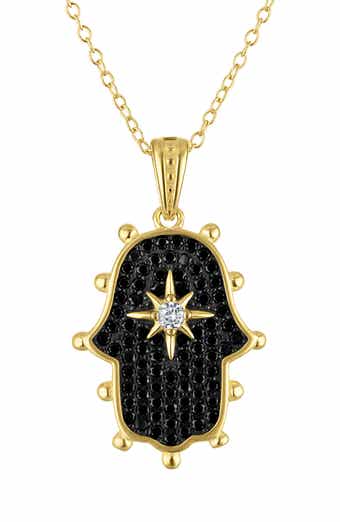 Cubic Zirconia Hamsa Pendant Necklace