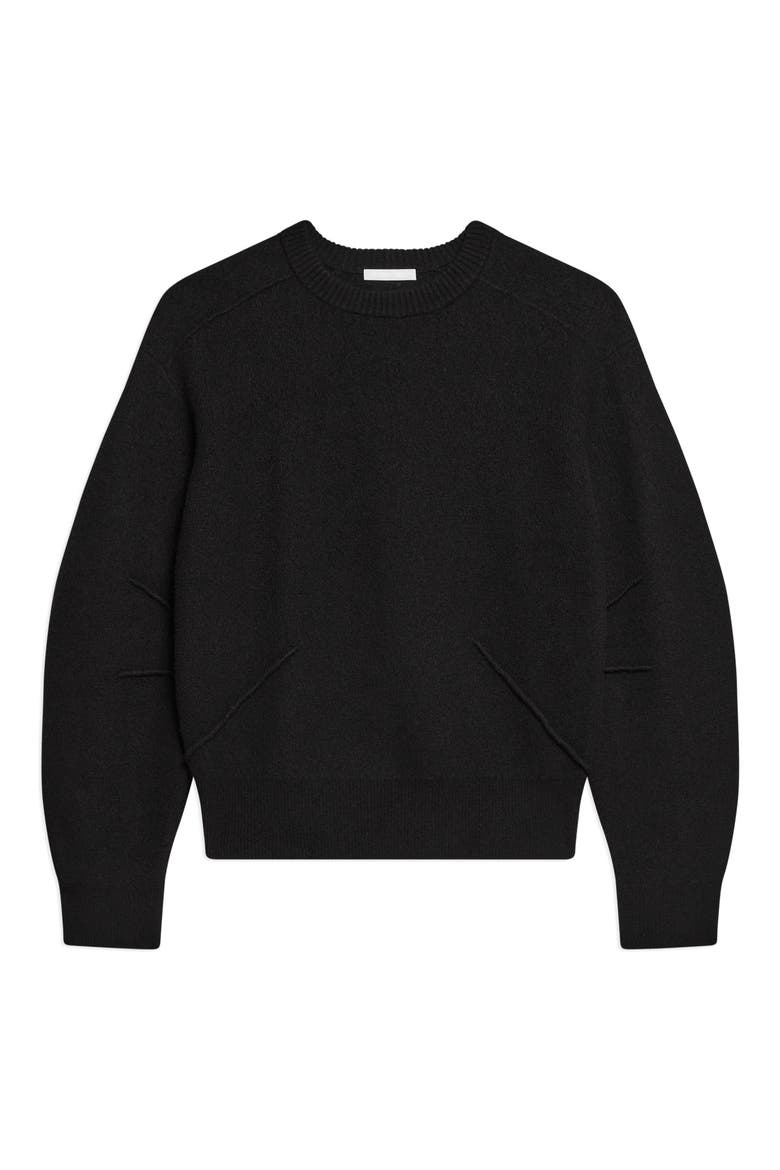 Boiled Merino Wool Crewneck Sweater, Alternate, color, BLACK - 001