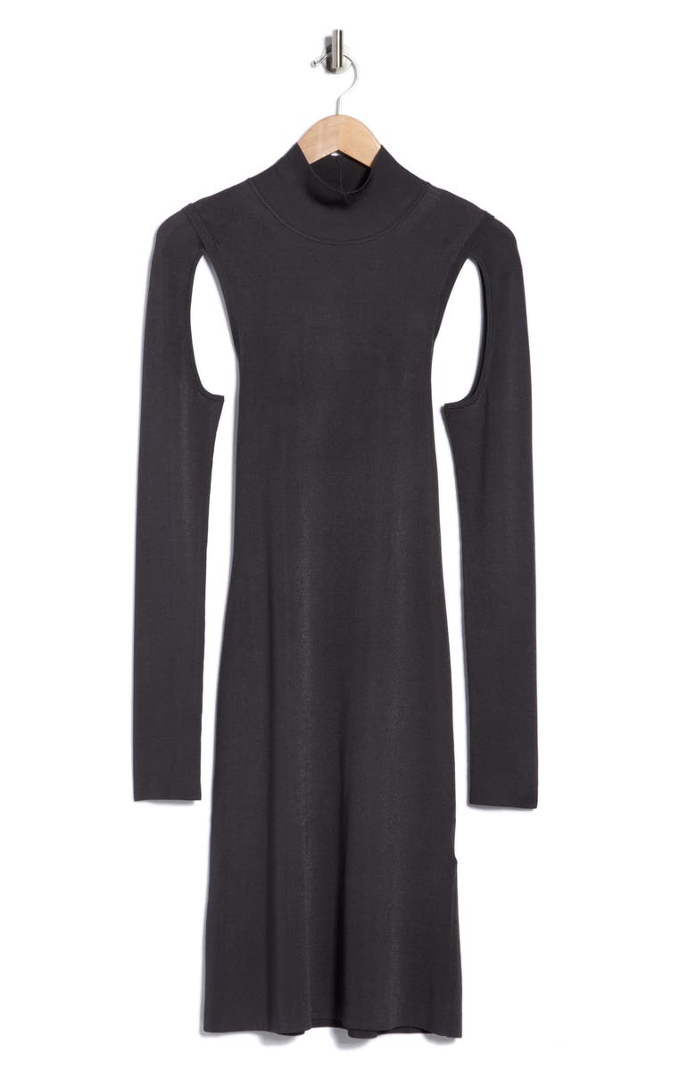 Helmut Lang Mock Neck Long Sleeve Cutout Dress, Alternate, color, Graphite