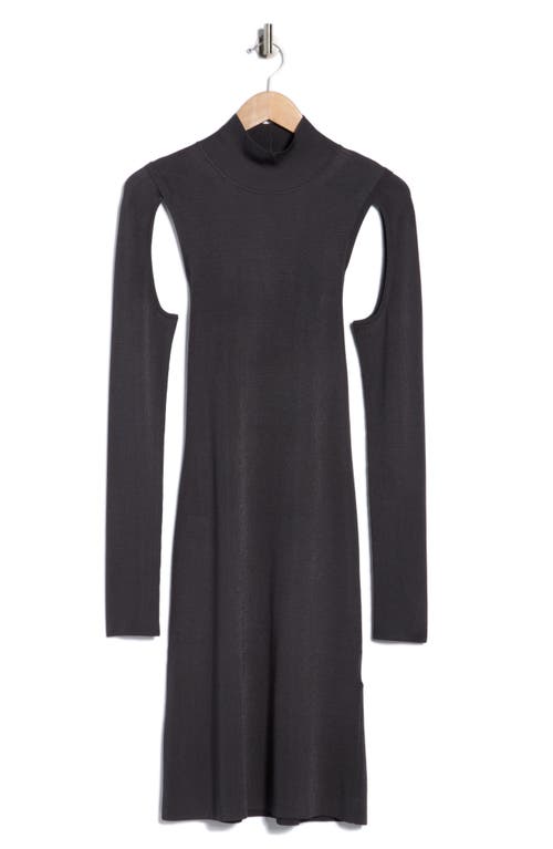 Helmut Lang Mock Neck Long Sleeve Cutout Dress In Gray