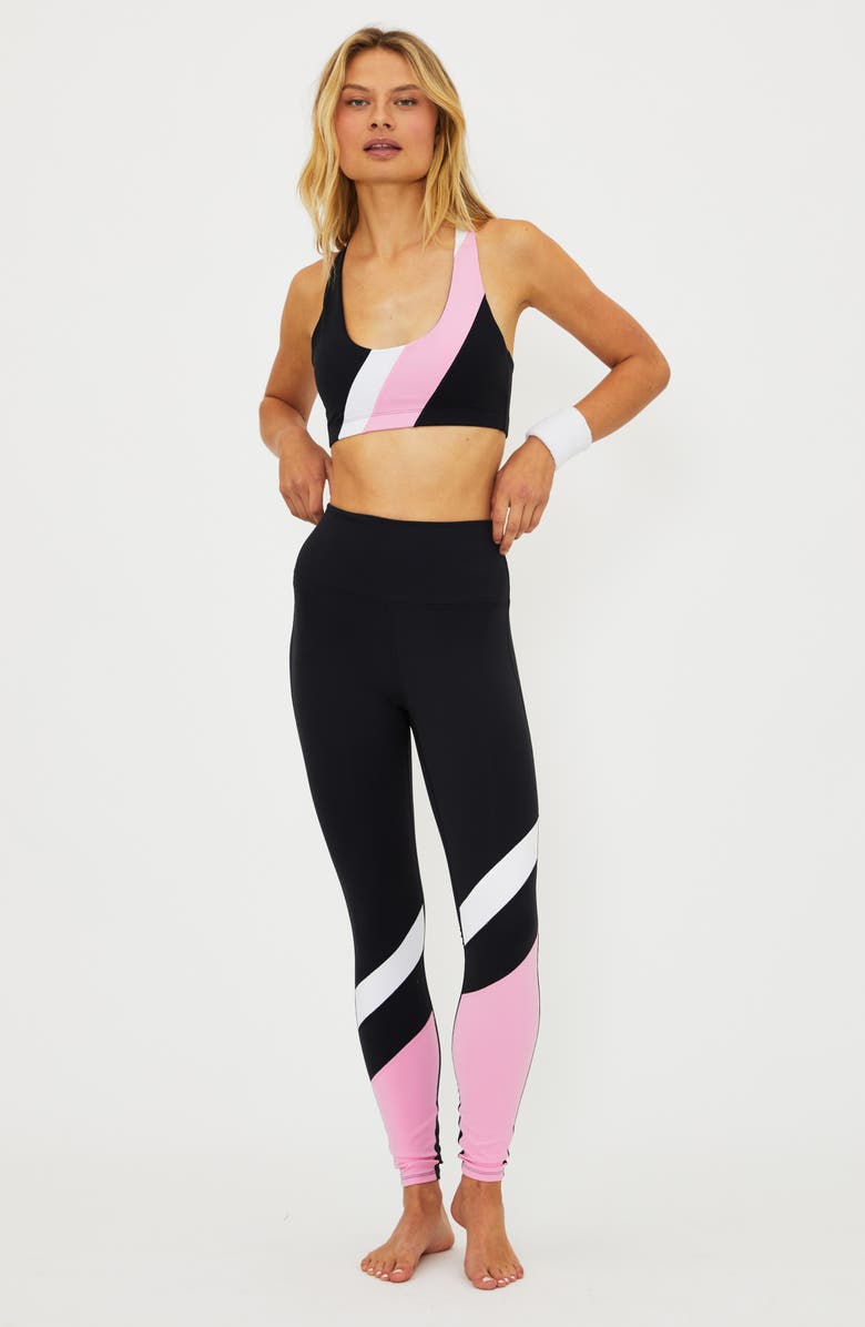 Beach Riot Ria Stripe Racerback Sports Bra, Alternate, color, Prism Pink