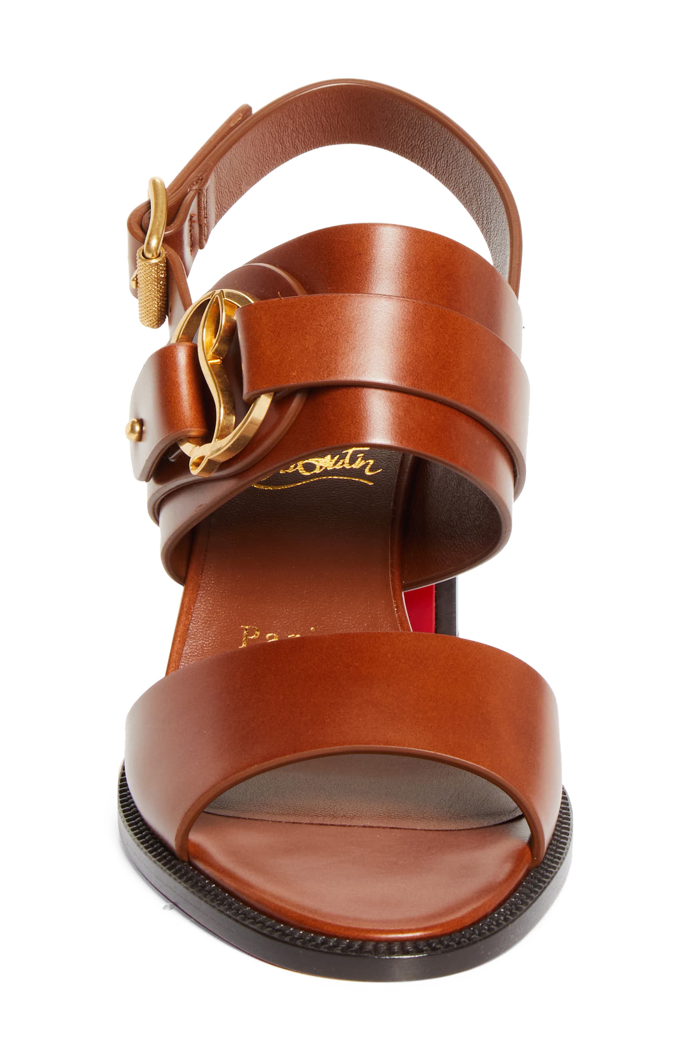 Christian Louboutin In Roma Block Heel Sandal, Alternate, color, Dark Carmine/Brown