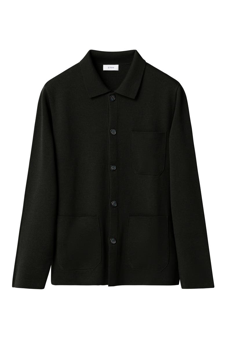 Merino Wool Milano Knit Overshirt, Alternate, color, DARK GREEN