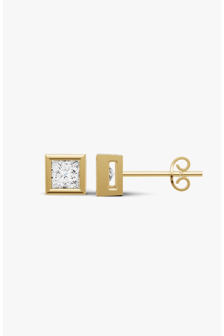14K Gold Studs 0.5 Carat Earrings Princess Bezel, Alternate, color, Yellow Gold