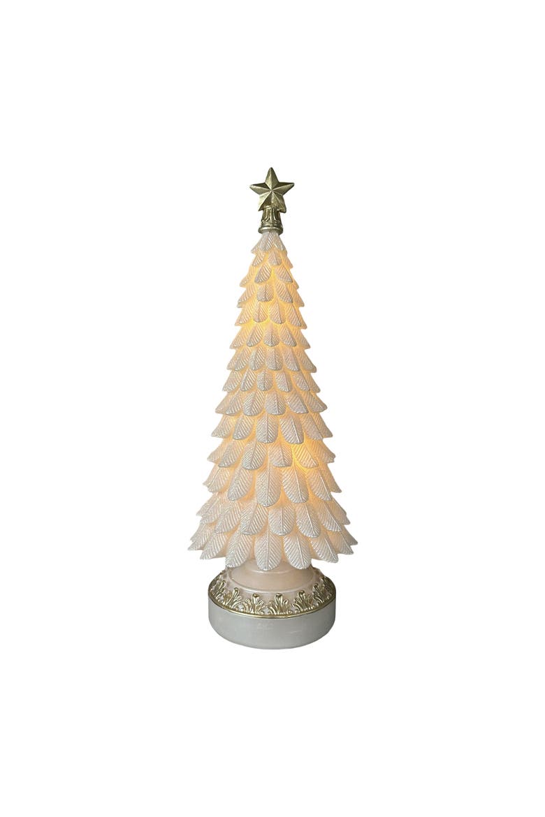 Large White Resin LED Christmas Tree Tabletop Decoration, Main, color, White