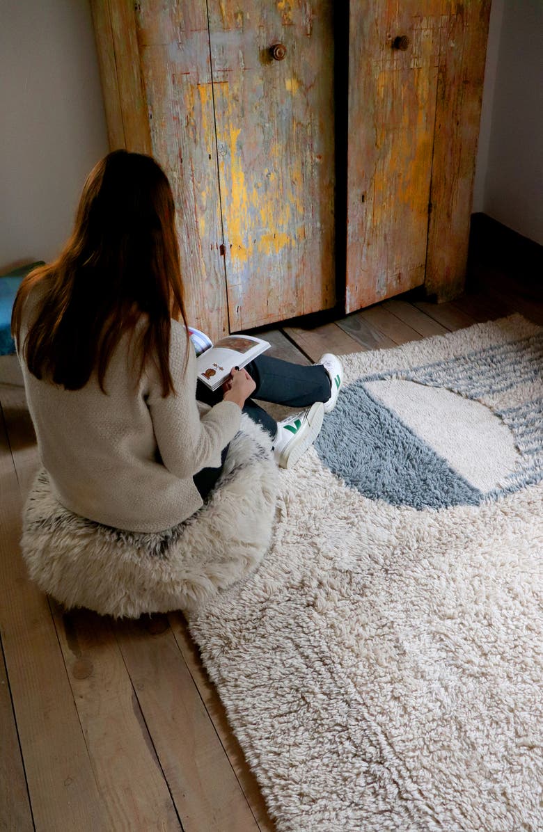Lorena Canals Berber Soul Washable Wool Pouf, Alternate, color, Green Tones