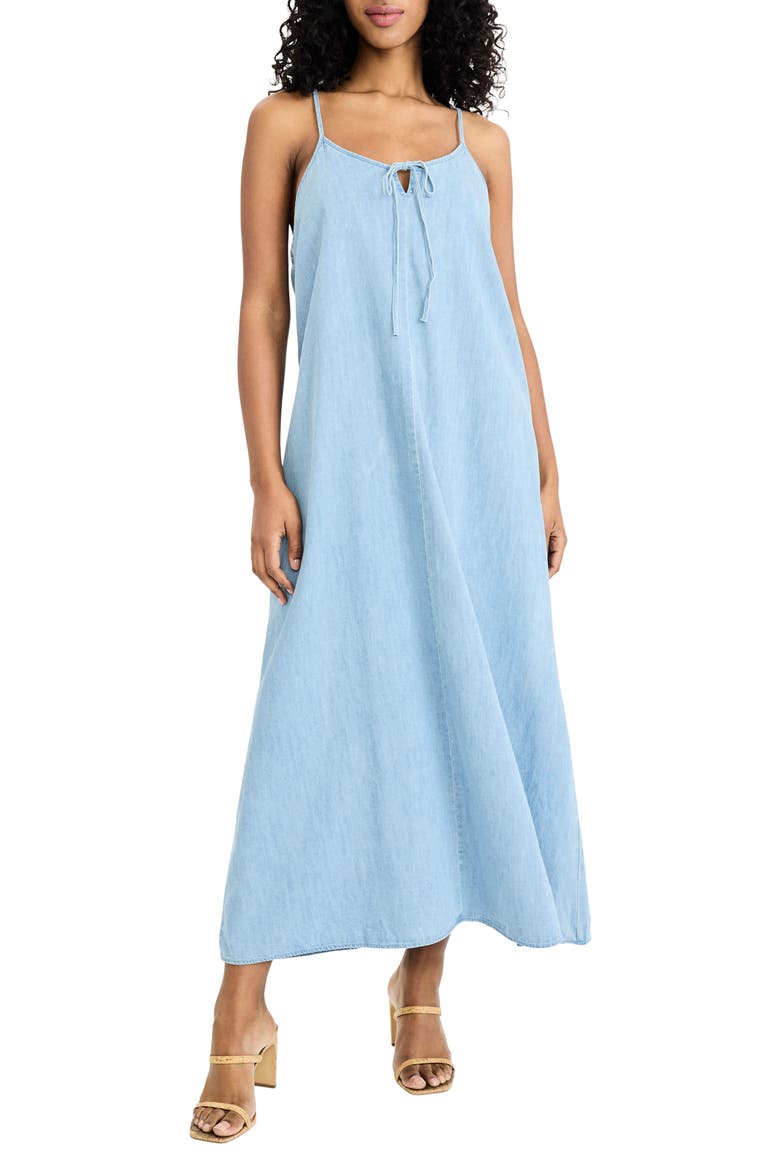 Keyhole Midi Dress, Main, color, LIGHT WASH