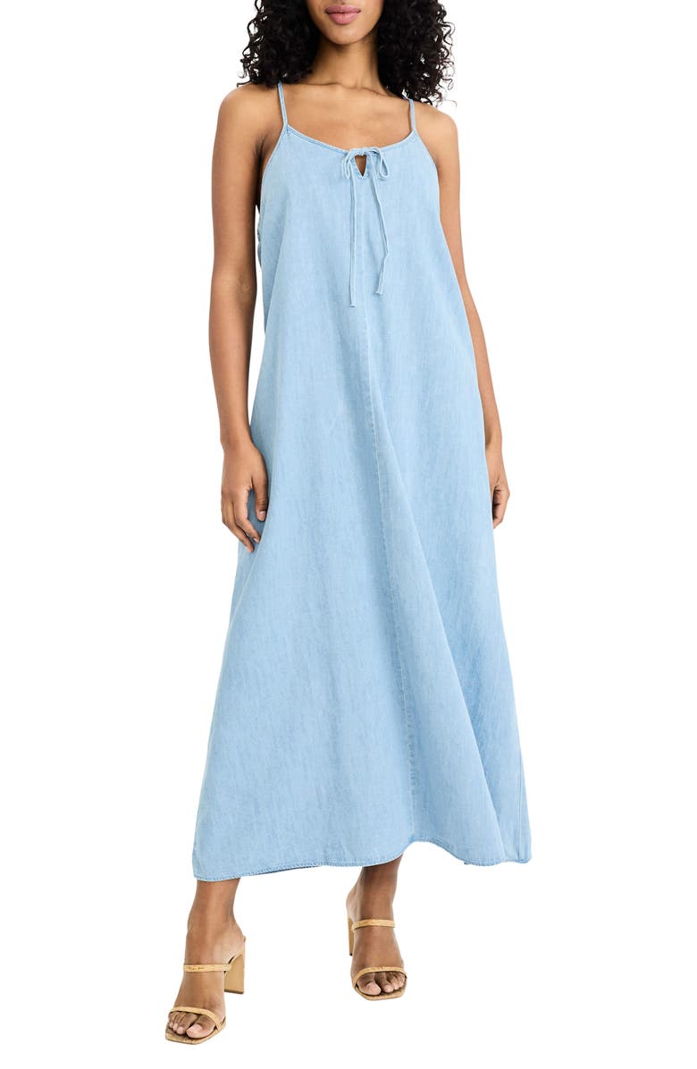 The Good Journey Keyhole Midi Dress, Main, color, Light Wash