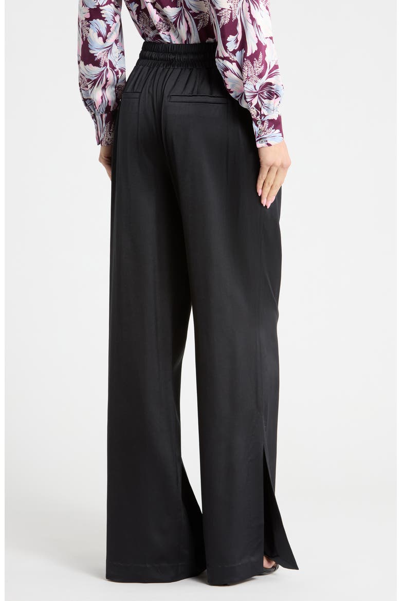 Damoni Wide Leg Satin Pants, Alternate, color, BLACK