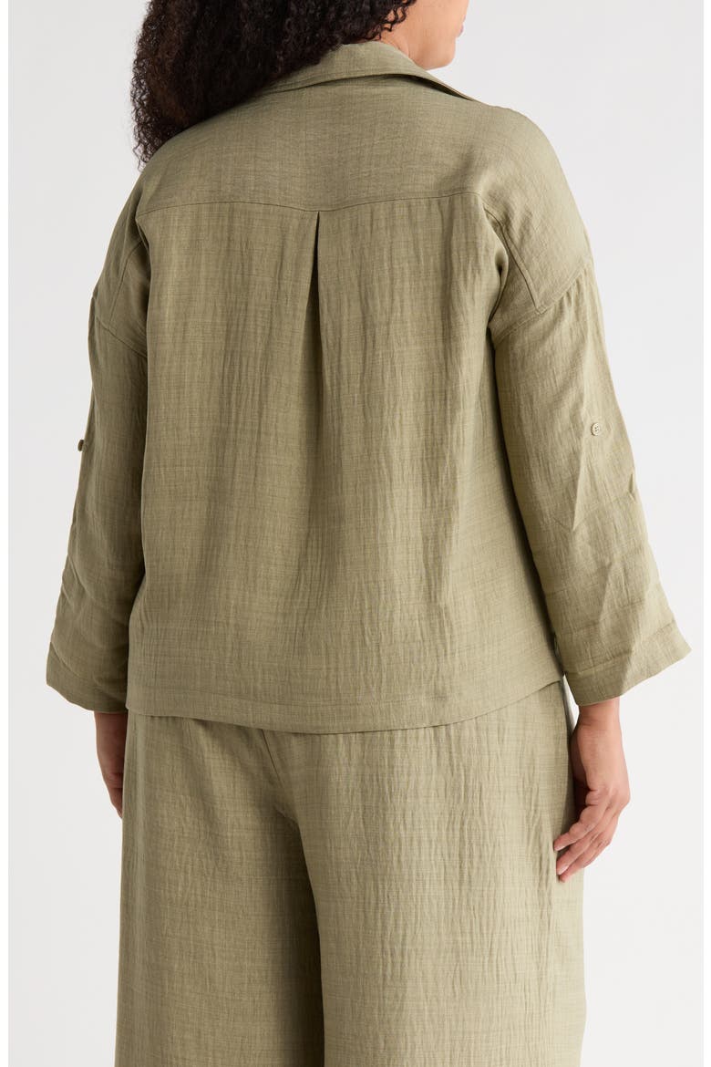Collared Woven Top, Alternate, color, GREY/ SAGE
