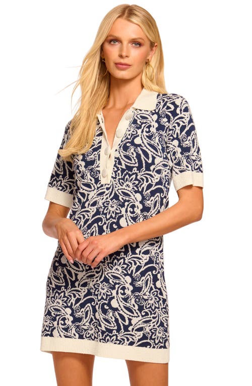 Ramy Brook Erin Knit Short Sleeve Mini Dress In Navy Boucle