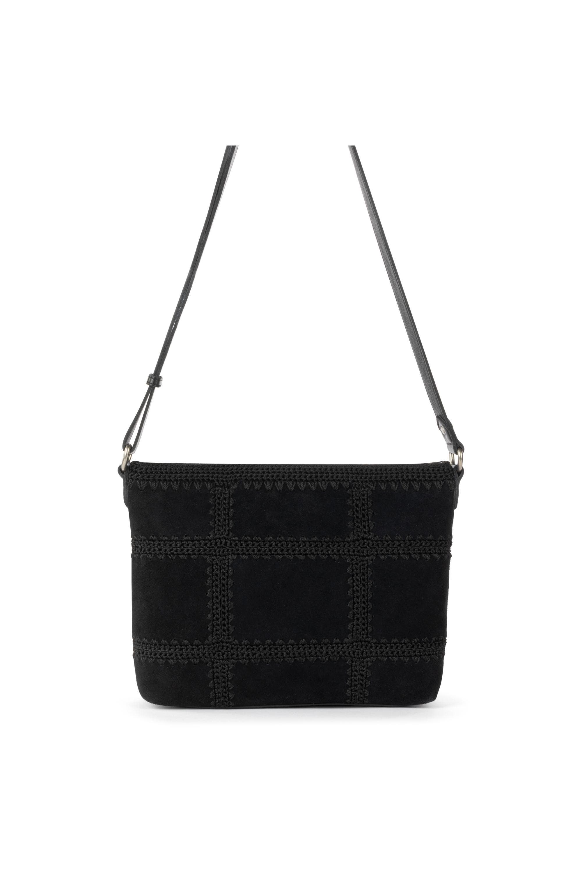 The Sak Melrose Crossbody Leather Bag, Alternate, color, Black Suede Patch