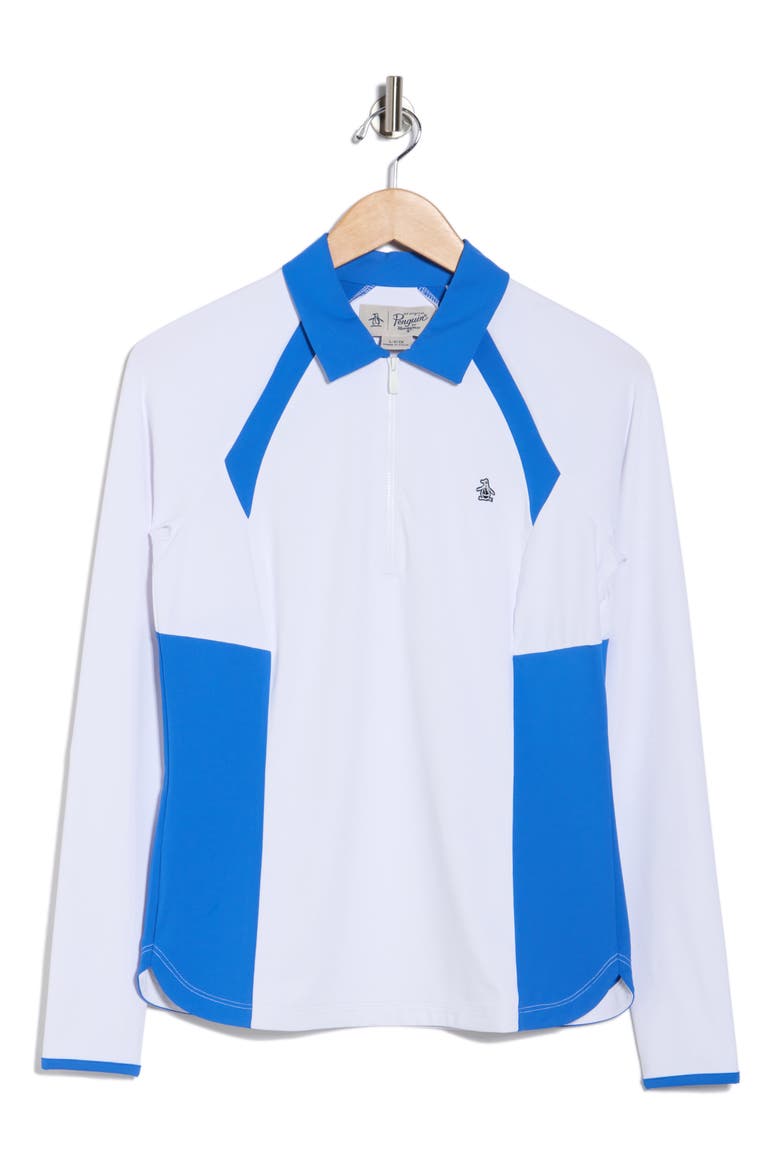 Colorblock Half Zip Polo, Alternate, color, BRIGHT WHITE