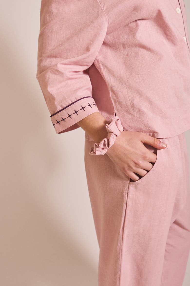 Cotton & Linen Long Pajamas, Alternate, color, Pink