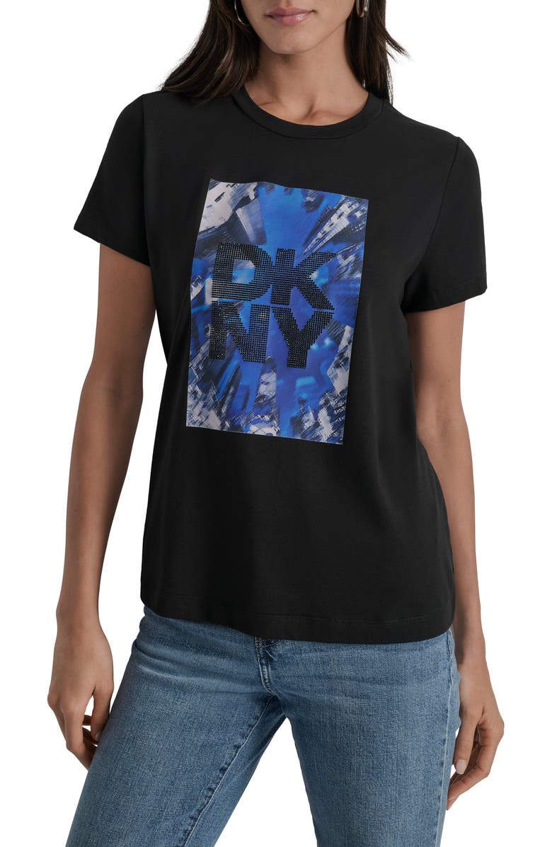 DKNY Skyscraper Graphic T-Shirt, Main, color, Black