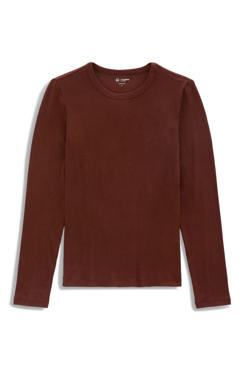 Julia Rib Long Sleeve Top, Alternate, color, CHESTNUT