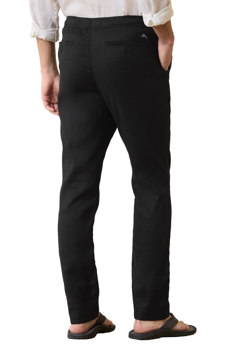 Beach Coast Stretch Linen & Cotton Pants, Alternate, color, BLACK