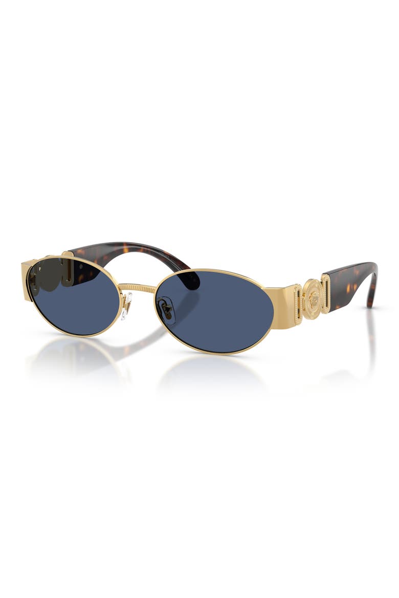 56mm Oval Sunglasses, Alternate, color, GOLD / DARK BLUE