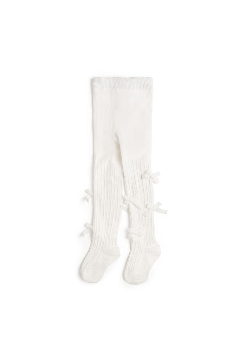 Ivory Velvet Mini Bow Tights, Main, color, Ivory