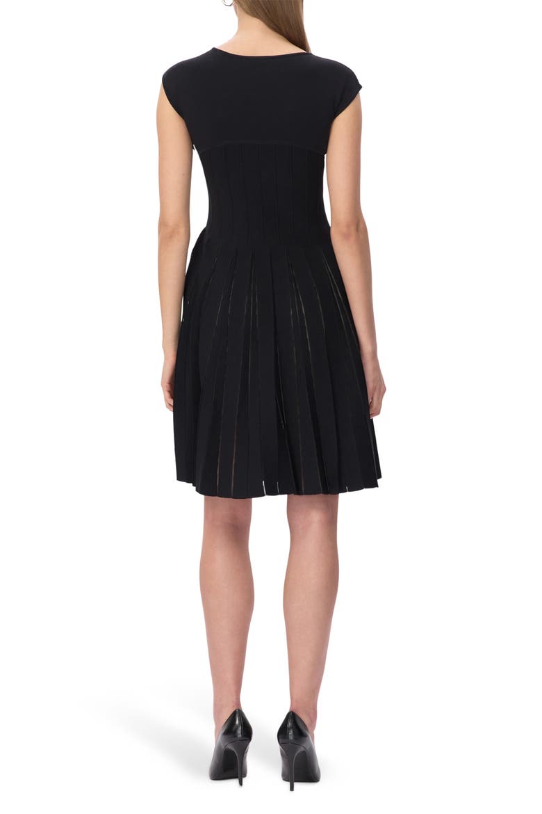 The Annabel Boat Neck Pleated Minidress, Alternate, color, BLACK 001