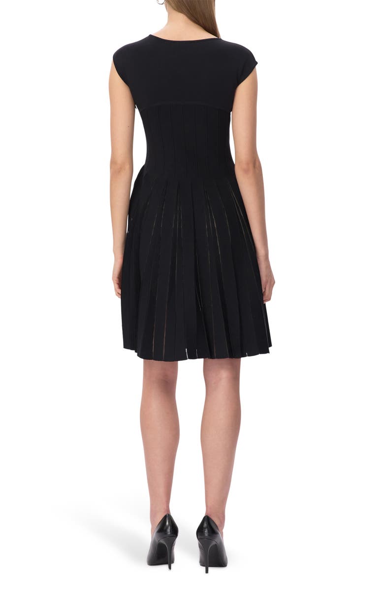 Herve Leger The Annabel Boat Neck Pleated Minidress, Alternate, color, Black 001