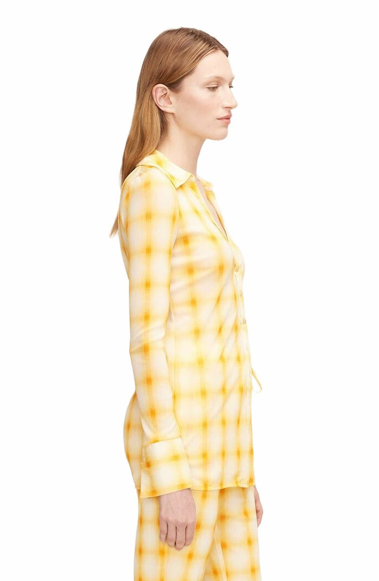 Rebecca Taylor Ombre Plaid Mesh Button Down Shirt, Alternate, color, Ombre Plaid Zinnia Combo