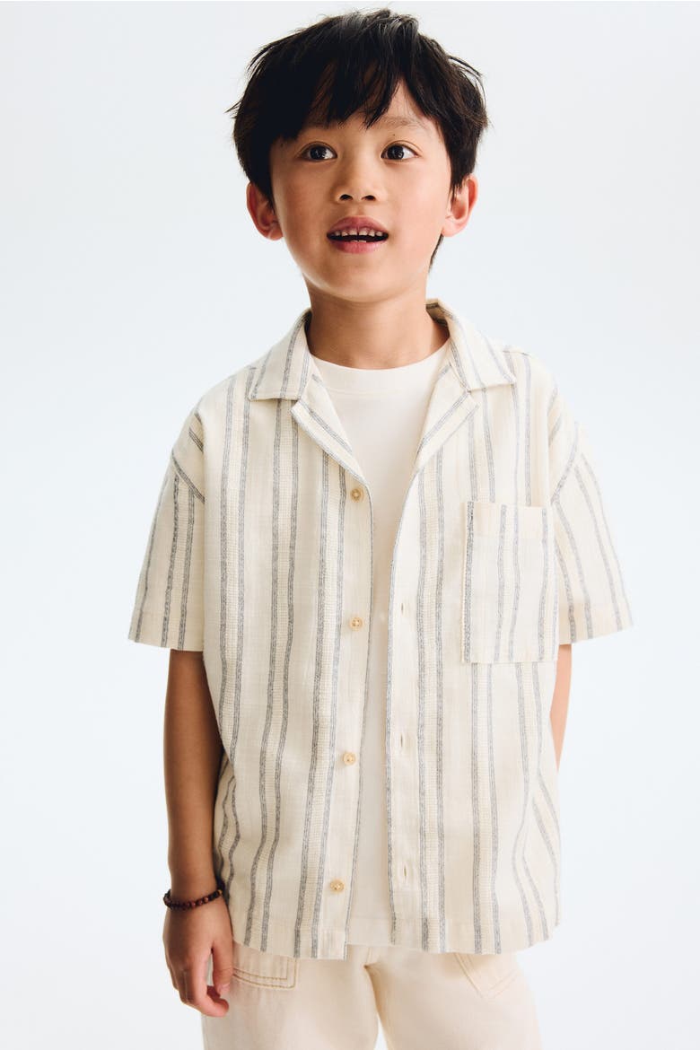 Cotton-blend Resort Shirt, Main, color, White/striped