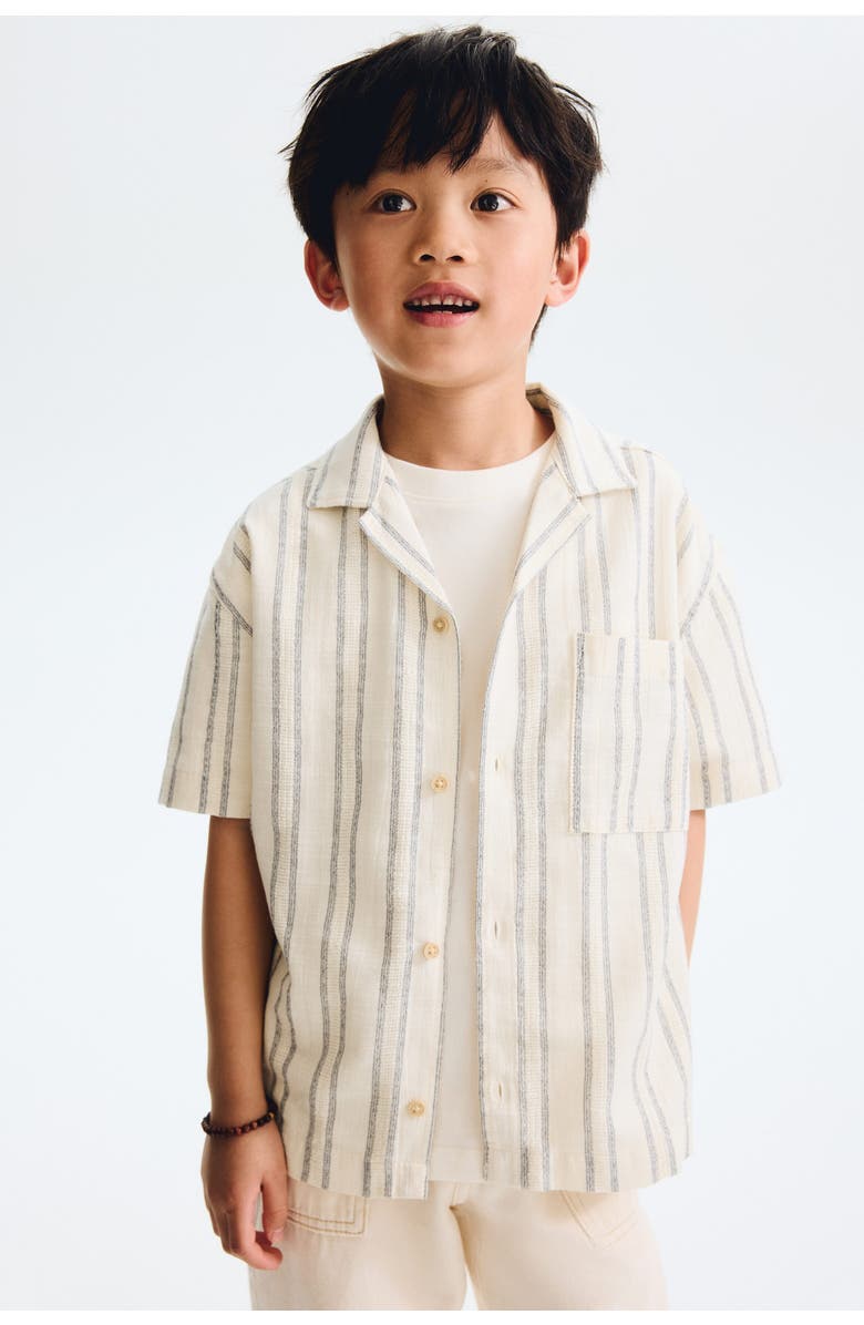 H&M Cotton-blend Resort Shirt, Main, color, White/Striped