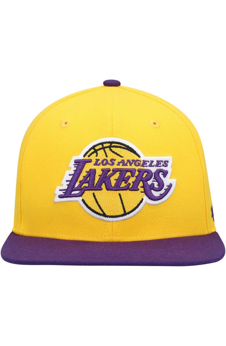 '47 Men's '47 Gold/Purple Los Angeles Lakers Two-Tone No Shot Captain Snapback Hat, Alternate, color, 
