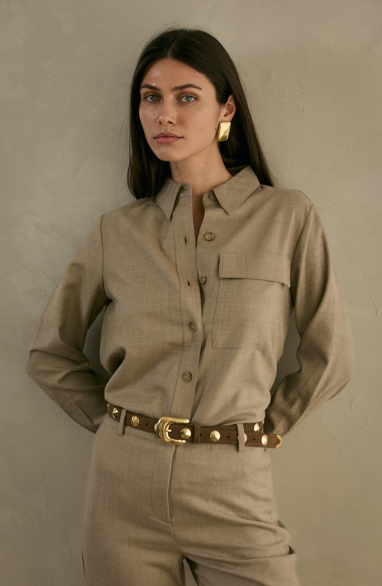 AUREUM Studded Belt, Alternate, color, Chocolate And Gold