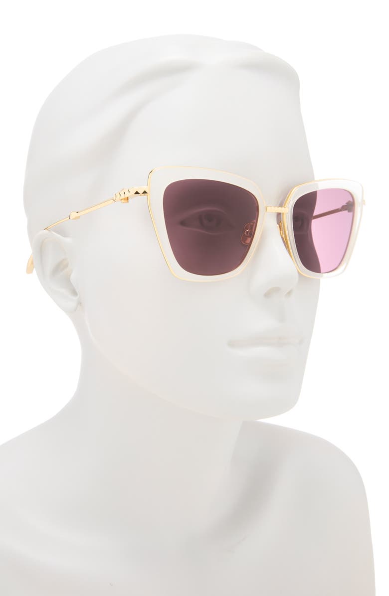 Valentino 52mm Cat Eye Sunglasses, Alternate, color, Ivory Gold Bordeaux