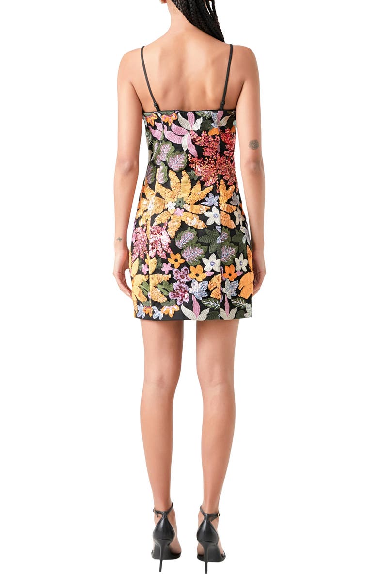 Endless Rose Sequin Floral Sheath Minidress, Alternate, color, Black Multi