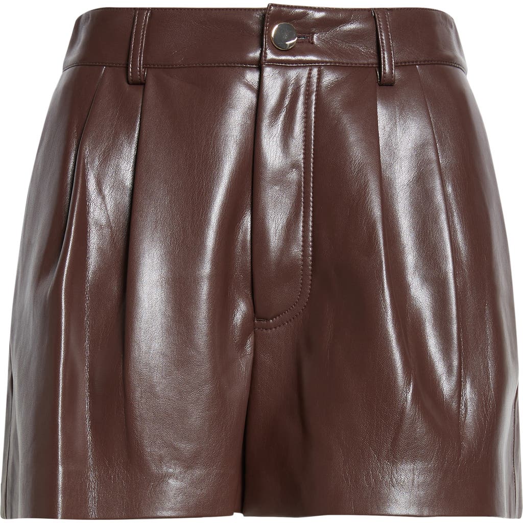 Alice And Olivia Alice + Olivia Conry High Waist Faux Leather Shorts In Brown