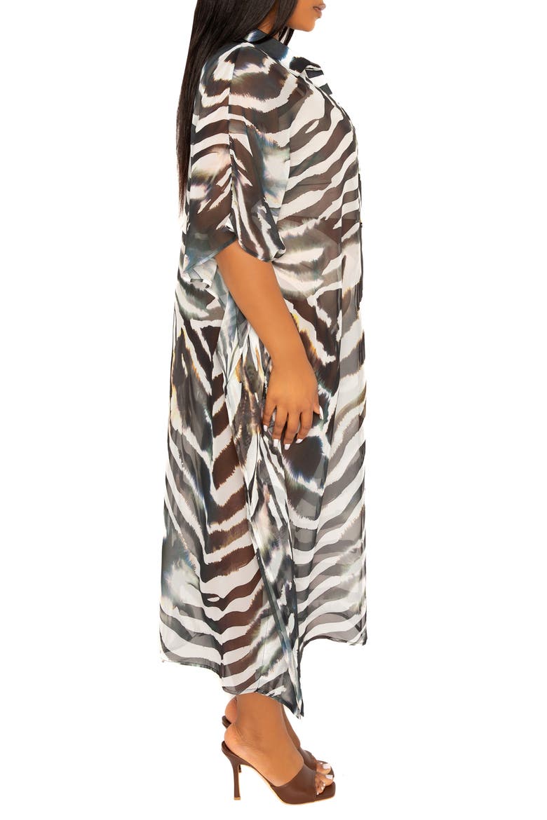 Print Cover-Up Shirtdress, Alternate, color, BLACK WHITE