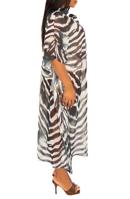 Buxom Couture Print Cover-up Shirtdress In Black